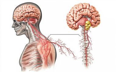 Neural peripheral wellness concept. Peripheral nerve system diagram in a modern graphic style.