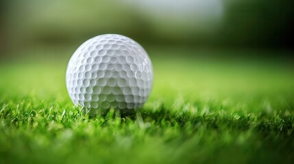 Obraz premium Golf clubs and balls on lush green grass in morning,playing golf,sport outdoor,golfing club for winning stroke or score,game joyful and happy concept.