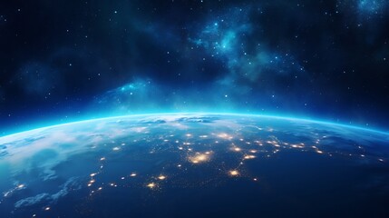 Fototapeta premium close up view of the Earth set against the captivating backdrop of the luminous Milky Way galaxy showcasing the beauty and grandeur of the cosmic expanse