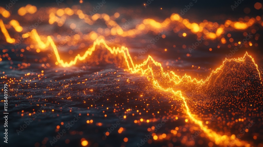 Aufkleber abstract fiery glowing digital graph depicting stock market volatility.