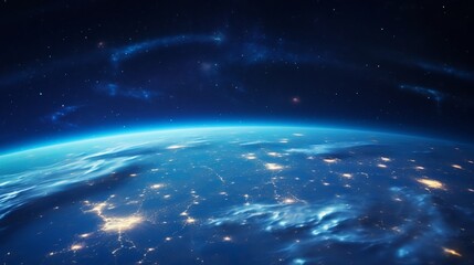 Obraz premium Mesmerizing close up view of the Earth set against the stunning backdrop of the luminous Milky Way galaxy showcasing the beauty and splendor of our cosmic home