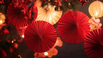 Obraz premium Chinese new year 2025 concept,Red snake flat lay top view, Happy Chinese new year with Red envelope and gold ingot,blessing, wealth on red background with copy space for your text.