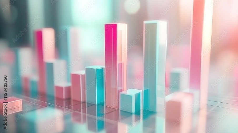Aufkleber abstract 3d bar chart graph showing data growth, success, and financial progress.
