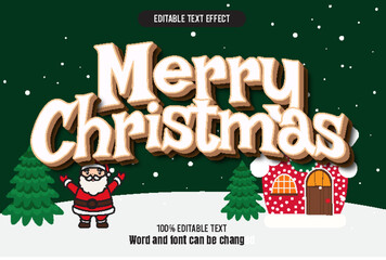 Merry Christmas editable text effect 3d emboss cartoon