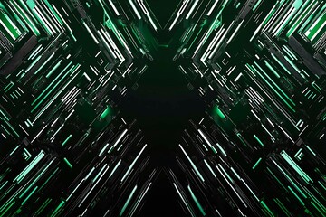 This vector illustration features a gradient green-black circuit board background, highlighted by an abstract technology pattern resembling interconnected circuitry