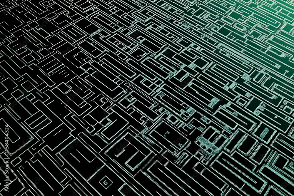 Poster this vector illustration features a gradient green-black circuit board background, highlighted by an