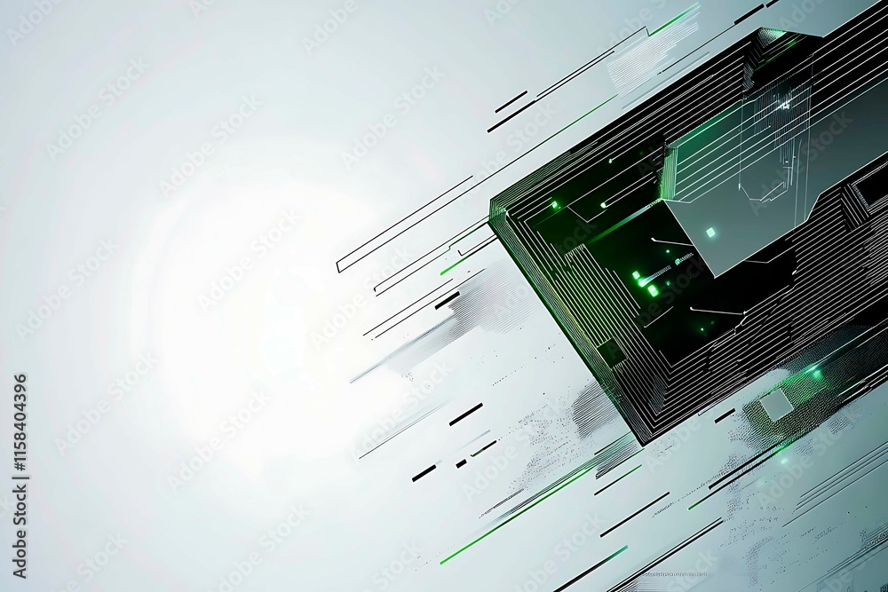 Poster this vector illustration features a gradient green-black circuit board background, highlighted by an