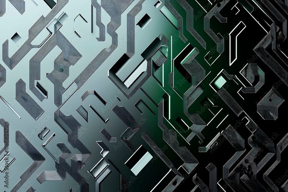 Poster this vector illustration features a gradient green-black circuit board background, highlighted by an