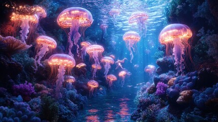 Fantasy Animation Mermaid Swimming Through