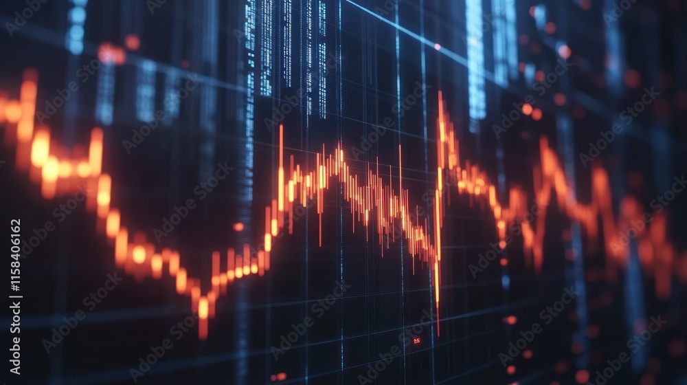 Aufkleber Stock market data displayed on a digital screen showing fluctuating prices and trends.