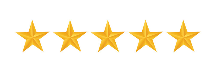 Obraz premium Gold Stars rating icon set, five star rating, Vector illustration.