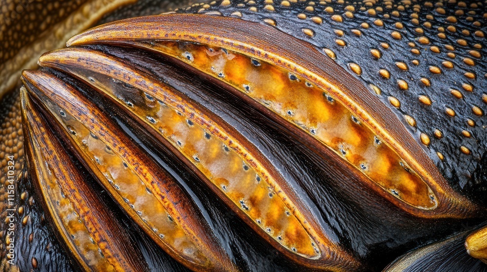 Poster close-up of insect leg showing intricate details of texture, color, and structure.