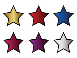Star vector isolated icon. Stars vector icons. Stars collection. Colorful Stars on black border isolated in white background. Vector illustration