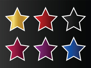 Star vector isolated icon. Stars vector icons. Stars collection. Colorful Stars on white border isolated in black background. Vector illustration