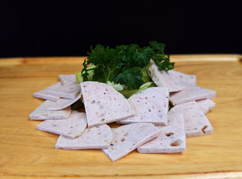 Pork sausage Vietnamese or Vietnamese steamed pork with sauce on the table