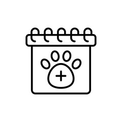 Veterinary schedule outline icons, minimalist vector illustration ,simple transparent graphic element .Isolated on white background