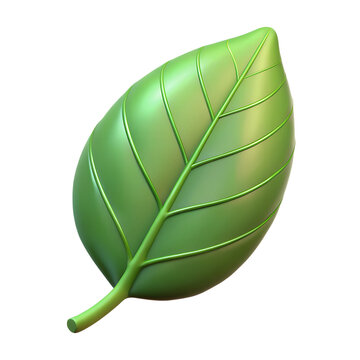 Leaf of tree and plant. Ecology, bio and natural products concept. 3d icon. Cartoon minimal style.
