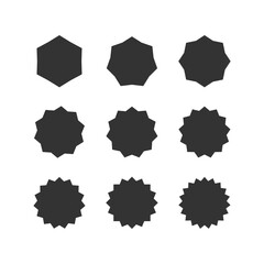 Set of geometric starburst symbols or price sale sticker isolated.