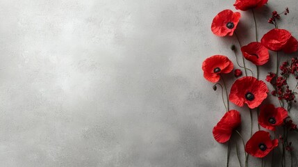 Elegant Veterans Day frame with a minimalist patriotic design with a poppy-inspired border, plenty of room for text or images.