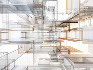 Floating Elements in Abstract Architectural Composition