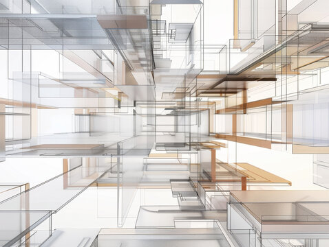 Floating Elements in Abstract Architectural Composition