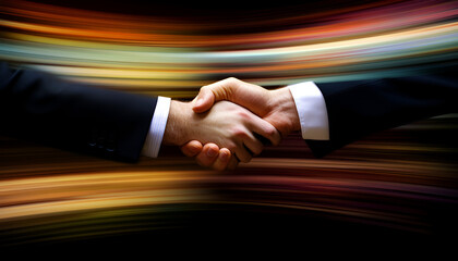 Business Handshake with Vibrant Abstract Background