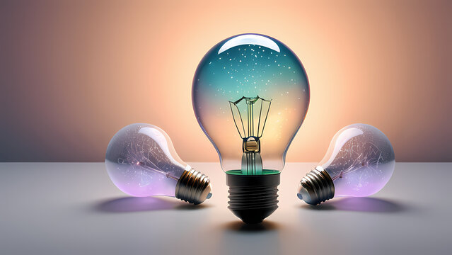 An abstract artistic rendering of the 'photo bulb technique' with glowing filaments inside a bulb casting soft, diffused light onto textured gradients and floating orbs, evoking a dreamy and timeless  - Powered by Adobe
