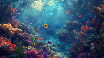 Naklejka premium coral reef in the blue sea