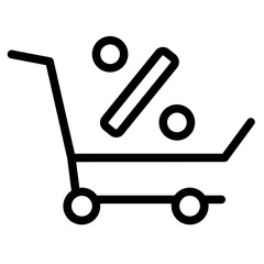 Shopping Cart Discount Line Icon