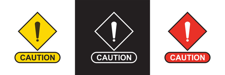 Caution, warning icon . Stop vector . Do not enter sign business concept. Vector illustration. isolated on white and black background. EPS 10
