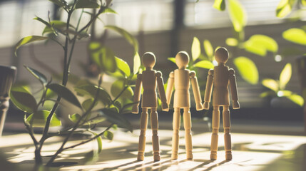 Wooden Mannequins in Business Simulation Setup