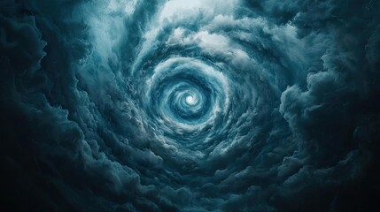 Florida hurricane idea. A dramatic view of swirling storm clouds, evoking a sense of turbulence and chaos.