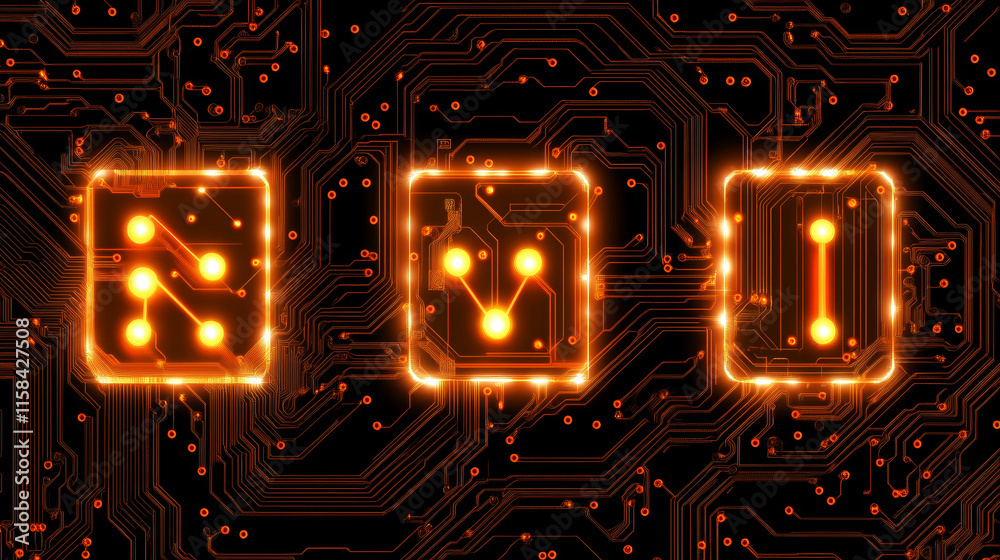 Poster ai computer chip in abstract digital hand. artificial intelligence innovation concept. tech backgrou