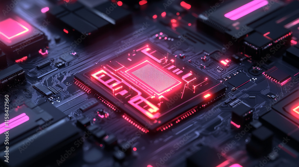 Poster ai computer chip in abstract digital hand. artificial intelligence innovation concept. tech backgrou