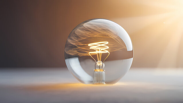 An abstract artistic rendering of the 'photo bulb technique' with glowing filaments inside a bulb casting soft, diffused light onto textured gradients and floating orbs, evoking a dreamy and timeless 