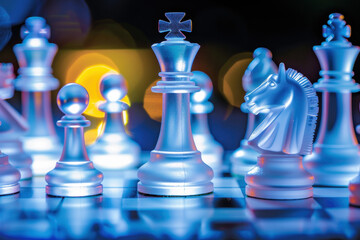 Chess Pieces Arranged for an Upcoming Match