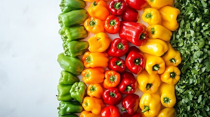 Vibrant bell peppers fresh close-up kitchen counter photography