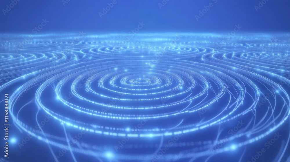 Poster abstract big data network circle digital connection and point curve wave communication futuristic on