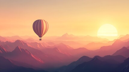 Fototapeta premium Hot air balloon drifting effortlessly through the soft hues of the dawn sky
