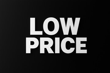 Modern low price sign showcasing sale details on a sleek black background