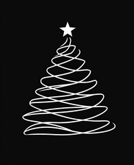a stylized christmas tree with a star on top on a black background