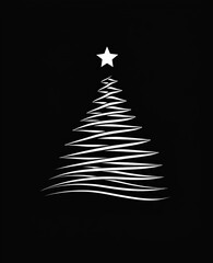 Obraz premium a stylized christmas tree with a star on top on a black background