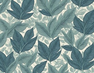 Teal Tropical Leaves Pattern Background Design