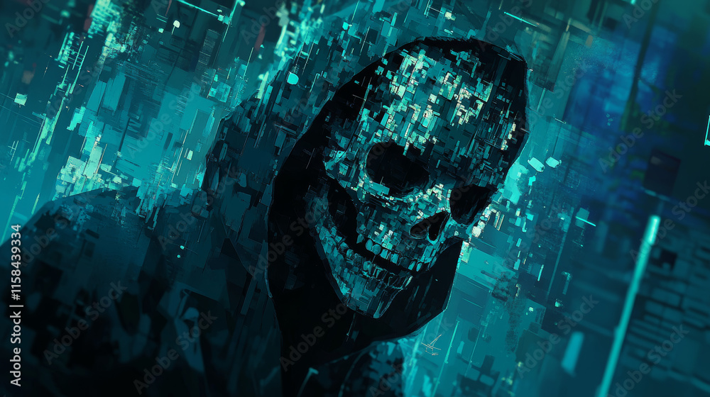 Poster cyber criminal hacker attack stealing phishing personal user data notification security warning aler