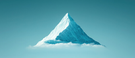 Majestic ice-capped mountain peak emerging through the serene blue sky.