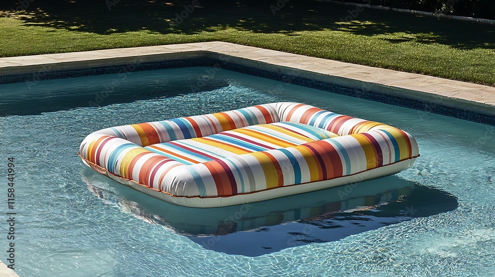 Wall mural bright and sunny day with a pool raft floating lazily in a refreshing swimming pool