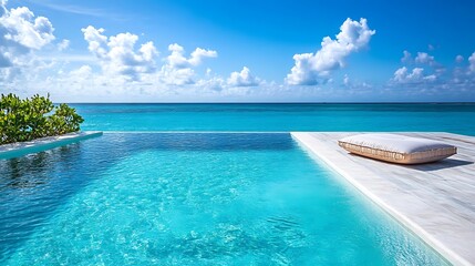 Fototapeta premium Pool raft peacefully resting on clear blue water in a sunny swimming pool