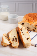 raisin whole wheat bread slices. Perfect for recipe, article, catalogue, or any commercial purposes. with copy space.