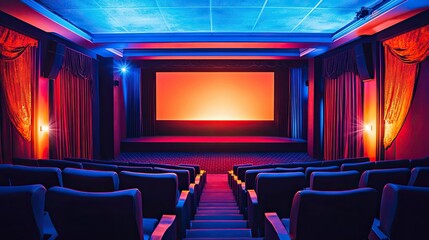 Fototapeta premium A high-tech home theater setup with a dual-screen display and an automated lighting system