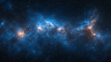 Fototapeta premium Cosmic nebula with blue and orange hues.